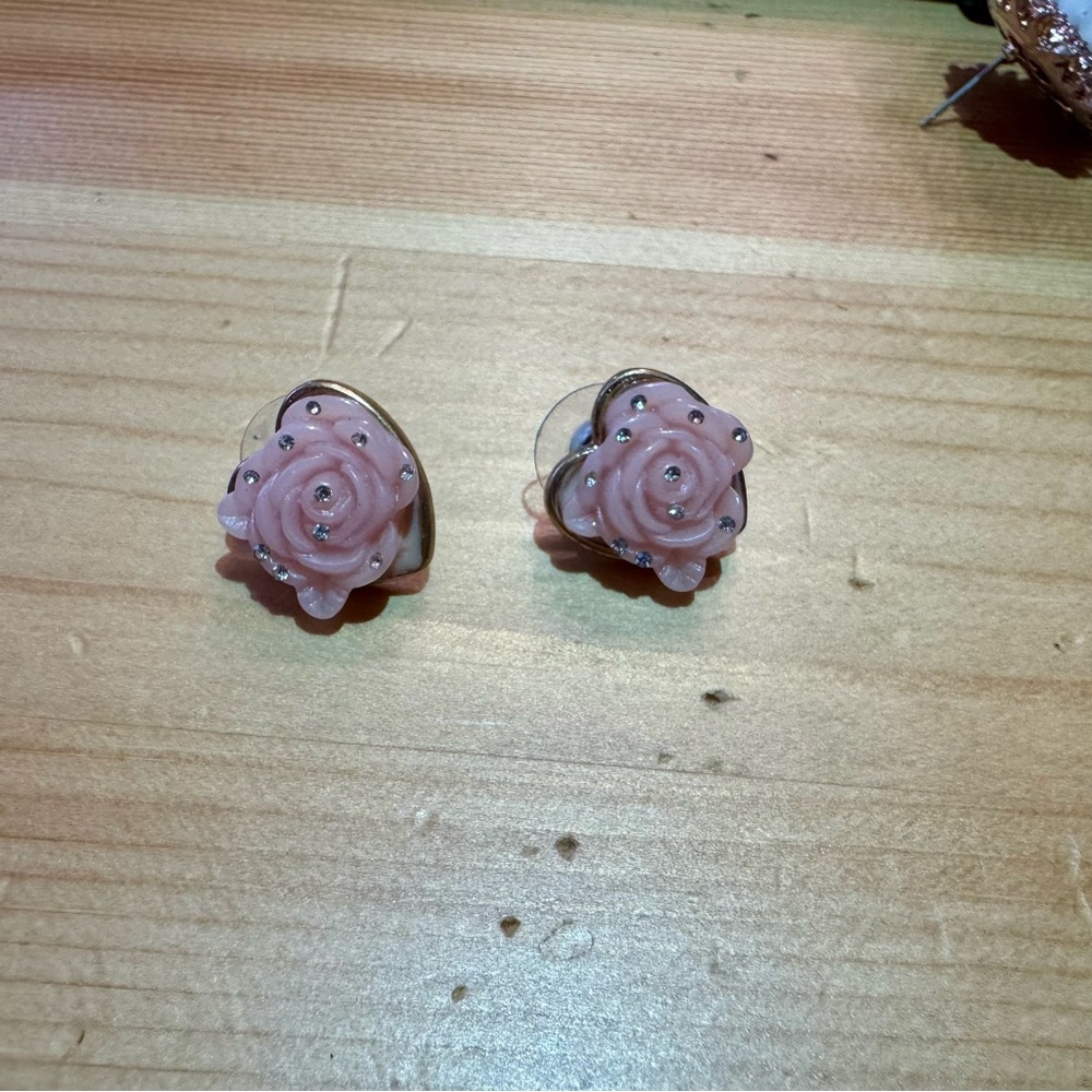 Betsey Johnson Pink Rose Earrings